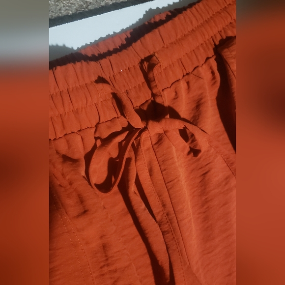 1X Sunset Flame Orange Cargo Pants polyester summer plus size long Draws - Picture 6 of 6
